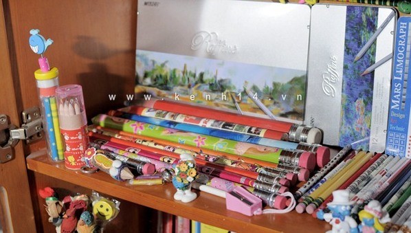 Hiện bộ sưu tập của Trang có gần 600 chiếc bút chì, bao gồm cả chì màu lẫn chì thường.
