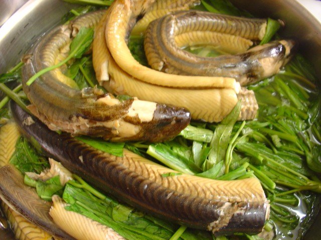 4. Lươn: Ăn lươn mùa thu đông có tác dụng điều tiết nhất định với đường máu. Các món ăn với lươn như lươn xào, cháo lươn… đều có công dụng như nhau.