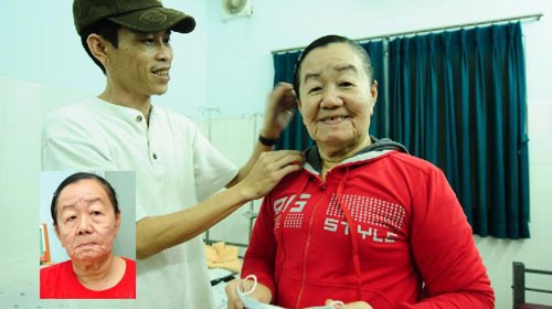 Chị Nguyễn Thị Phượng lúc mới nhập viện (ảnh nhỏ) và trước giờ xuất viện