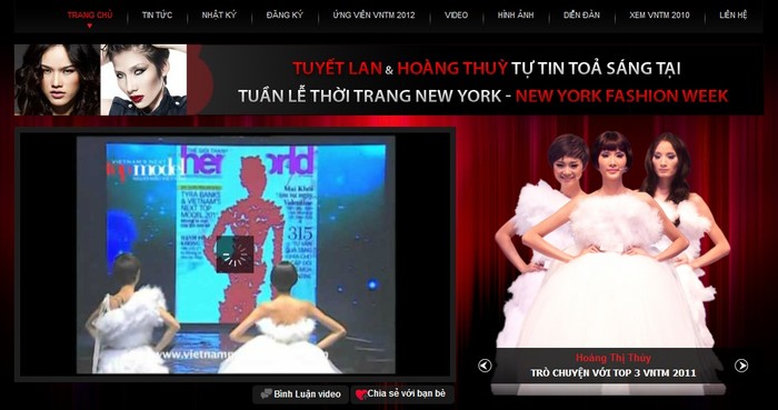 Dòng thông tin từng chạy trên trang web của Vietnam's Next Top Model được cộng đồng mạng chụp lại, cho thấy BTC cuộc thi này rất công khai và hồ hởi tuyên bố Tuyết Lan, Hoàng Thùy tham dự New York Fashion Week.
