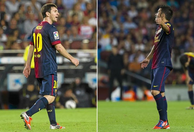Messi và David Villa cãi nhau ở trên sân.