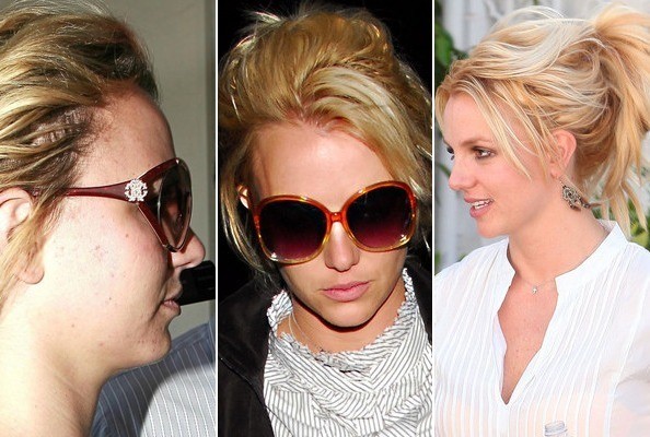 Và đôi khi ngay tại những khoảnh khắc đời thường đó, các siêu sao bắt đầu "lộ xấu". Britney Spears nổi tiếng là ngôi sao sở hữu mái tóc bù xù.