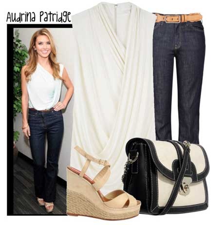 Audrina trông đáng yêu với jeans loe và áo sát nách trắng, với style này trông cô ấy thật dịu dàng nhưng không kém phần cá tính. Xem thêm: Bí quyết mặc Jeans tôn dáng/Những mẫu jeans đẹp 2012