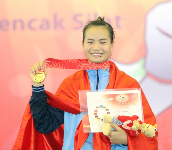Tấm HCV của Nguyễn Thị Yến ở nội dung nữ hạng cân 60-65kg mang lại một ngày thành công của silat Việt Nam.