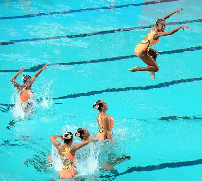 Các vận động viên Singapore đoạt huy chương Bạc nội dung bơi nghệ thuật ở giải Vô địch quốc gia