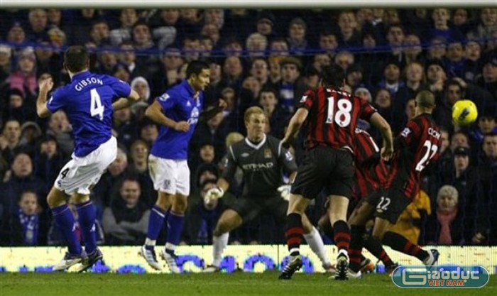 Darron Gibson có cú sút xa giúp Everton có bàn thắng duy nhất của trận đấu