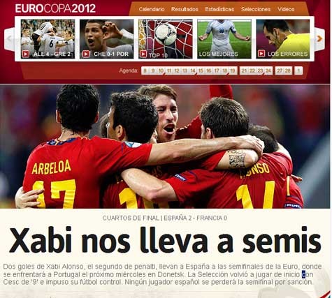 AS: "Xabi đưa Tây Ban Nha vào bán kết"