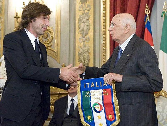 Các tuyển thủ được Tổng thống Giorgio Napolitano tiếp đón thân mật.