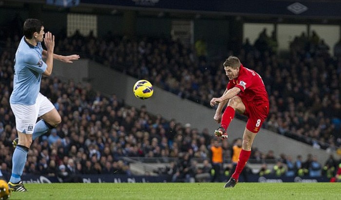 Bàn thắng của Gerrard đã mang lại thế dẫn trước cho Liverpool sau những nỗ lực ép sân từ đầu hiệp 2.