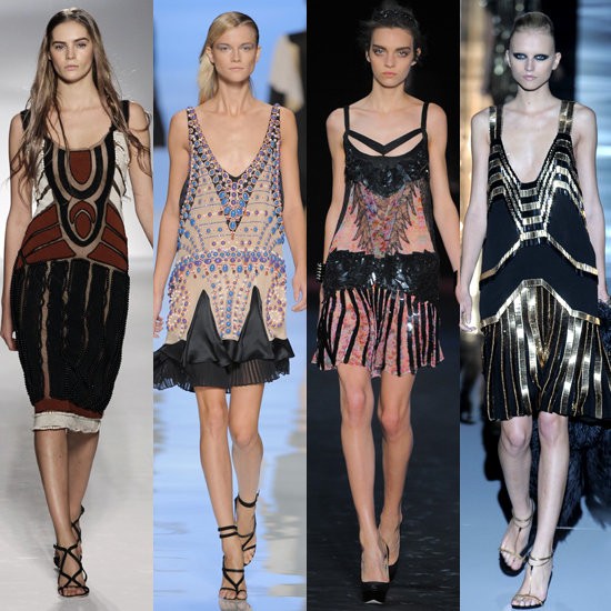 Những chiếc váy dây mảnh khoe vai trần gợi cảm luôn là nguồn cảm hứng sáng tạo vô tận của Alberta Ferretti, Etro, Roberto Cavalli, Gucci.