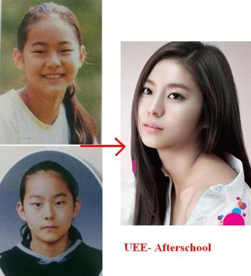 After shoool’ UEE được mệnh danh là ngôi sao có với đôi chân đẹp nhất Hàn Quốc. Nhưng “cửa sổ tâm hồn” của cô cũng chỉ là sản phẩm của phẫu thuật thẩm mỹ, nhờ đó mà gương mặt của cô trở nên xinh xắn hơn. Xem thêm: Trang điểm giúp Vịt hóa "Thiên Nga / Bộ sưu tập váy xinh chào hè 2012.