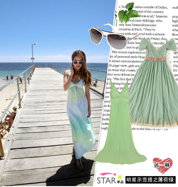 Hoàng Nhất Lâm khỏe khoắn và tươi tắn trong nắng hè với váy xanh bạc hà tung bay trong gió biển. Xem thêm: Những ngón tay ngoan "ngọc ngà" của Sao Việt