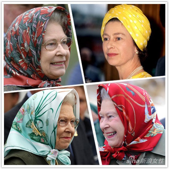 Dù là trẻ hay khi đã già, Nữ hoàng Anh Elizabeth II đều thể hiện sở thích dùng khăn trùm đầu của mình.
