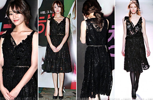 Bộ váy lấp lánh của Kim Hyo Jin nằm trong bộ sưu tập Thu - Đông 2012 của Nina Ricci.