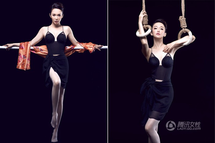 Phạm Văn Phương vô cùng quyến rũ trong bộ váy đen với môn thi đấu xà đơn.