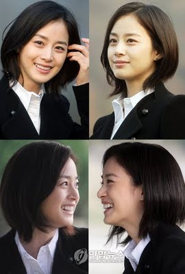 Kim Tae Hee điềm đạm, nữ tính với mái tóc ngắn nhẹ nhàng.