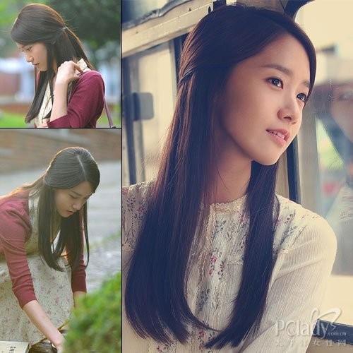 Với kiểu tóc dài buộc nửa giúp Yoona trở nên dịu dàng, thùy mị hơn.