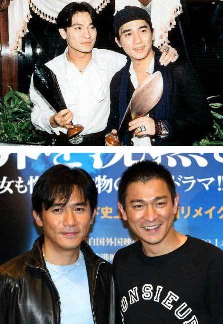 Hai tài tử nổi tiếng của màn ảnh Hoa ngữ: Lưu Đức Hoa và Lương Triều Vỹ.