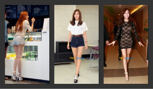 Hyomin là thành viên sexy nhất T-ara. Sở trường của cô là khoe chân dài với quần soóc hoặc váy bó ngắn.