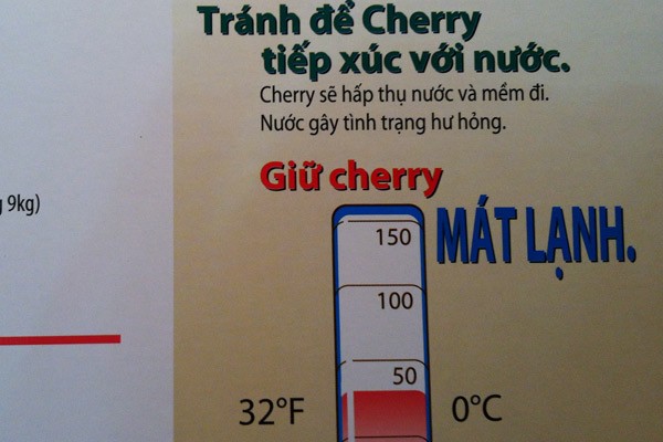 Khuyến cáo cách bảo quản cherry của nhà xuất khẩu từ Mỹ.