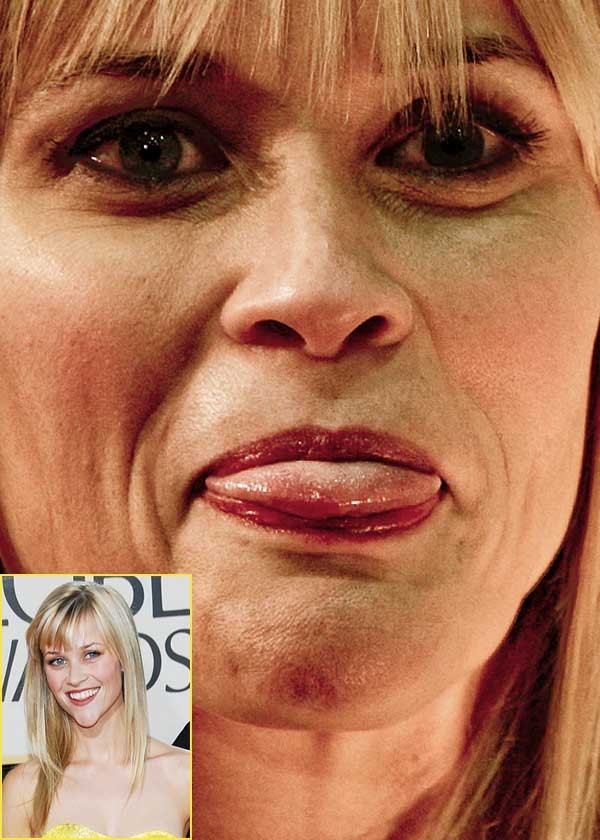 Reese Witherspoon có lẽ đã phải cậy nhờ rất nhiều vào mỹ phẩm, nghệ thuật make up mới có thể xuất hiện long lanh trước công chúng và báo giới. (Ảnh: Xz) Xem thêm: Điểm danh những chiếc cằm mới của Sao Việt / Bộ sưu tập váy xinh chào hè 2012.