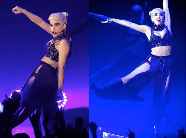 Lady Gaga táo bạo với quần xẻ. Trong shoot hình này, cô tạo dáng theo kiểu "bay cao, bay xa hơn nữa". Xem thêm: "Yêu" màu hồng, Trang Nhung là "thiên thần" hay "cô Sến"?