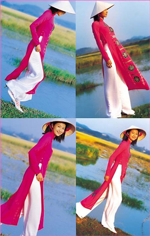 Không chỉ mỹ nhân Hàn, nữ diễn viên khả ái Trung Quốc Từ Tịnh Lôi cũng "mê tít" áo dài Việt. Cô nàng còn đội thêm chiếc nón lá. (Ảnh: 24h) Xem thêm: Bộ sưu tập váy xinh chào hè 2012.