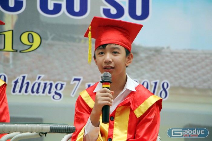&quot;Cậu bé vàng&quot; Nguyễn Viết Quang của Trường Trung học cơ sở Ngô Quyền (Ảnh: Lã Tiến)