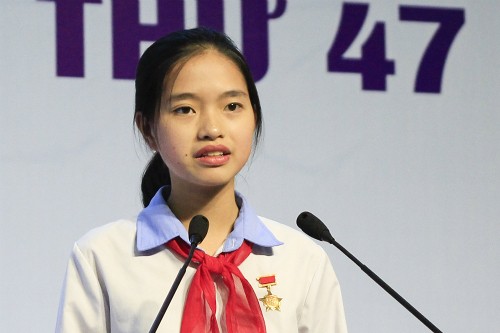 Em Nguyễn Thị Bạch Dương, học sinh lớp 9A Trường Trung học cơ sở Nguyễn Trãi (huyện Nam Sách, Hải Dương). (Ảnh: CTV)