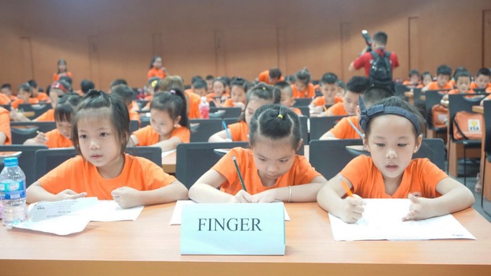 Các em học sinh làm bài thi ở cấp độ Finger (Ảnh: CTV)