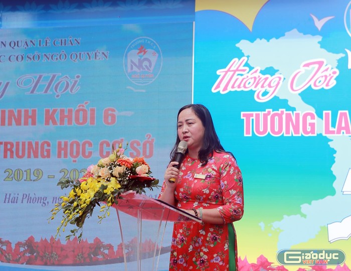 Cô giáo Nguyễn Thị Thu Hương, Hiệu trưởng Trường Trung học cơ sở Ngô Quyền (Ảnh: CTV)
