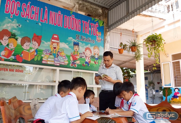 Công trình măng non: Khu thư viện xanh và khu vui chơi cho thiếu nhi của Trường tiểu học Quang Trung (Ảnh: Lã Tiến)