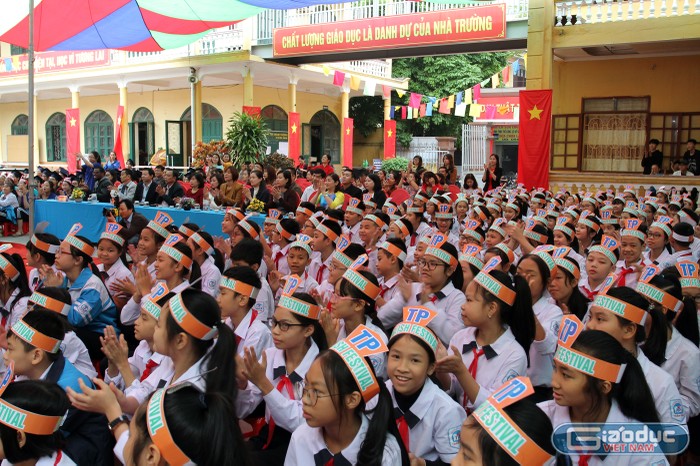 Ngày hội festival tiếng Anh của Trường Trung học cơ sở Trần Phú thực sự là một sân chơi bổ ích, ý nghĩa cho các em học sinh. (Ảnh: Lã Tiến)