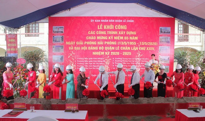 Quận Lê Chân (Hải Phòng) khởi công xây dựng các công trình tại 10 trường học (Ảnh: CTV)