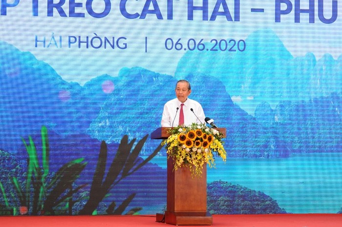 Phó thủ tướng Thường trực Chính phủ Trương Hòa Bình phát biểu tại lễ khai trương (Ảnh: CTV)