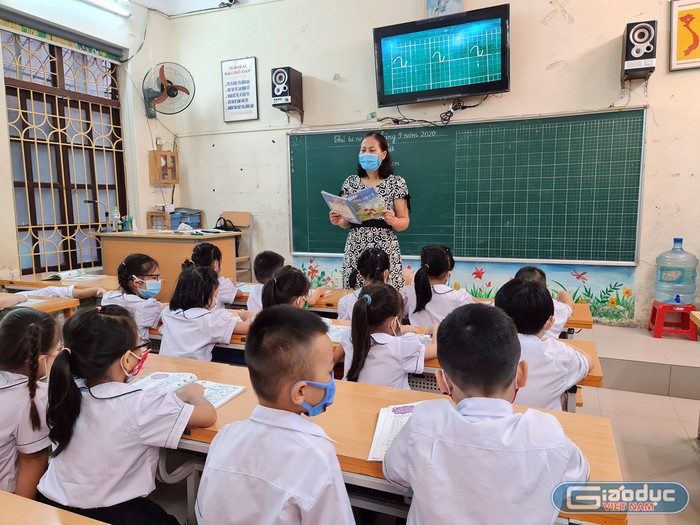 Giờ học tiếng Việt của lớp 1A1 Trường Tiểu học Võ Thị Sáu (quận Lê Chân, Hải Phòng) (Ảnh: Lã Tiến)