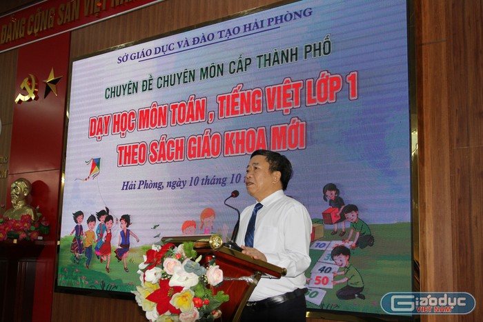 Ông Vũ Văn Trà, Phó giám đốc Sở Giáo dục và Đào tạo Hải Phòng phát biểu tại chuyên đề (Ảnh: Lã Tiến)