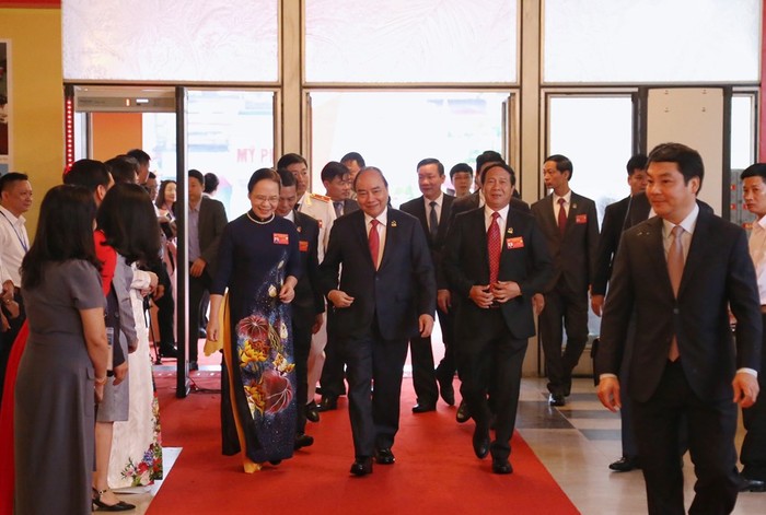 Thủ tướng Nguyễn Xuân Phúc tới dự và chỉ đạo Đại hội đại biểu Đảng bộ thành phố Hải Phòng lần thứ XVI, nhiệm kỳ 2020-2025 (Ảnh: CTV)