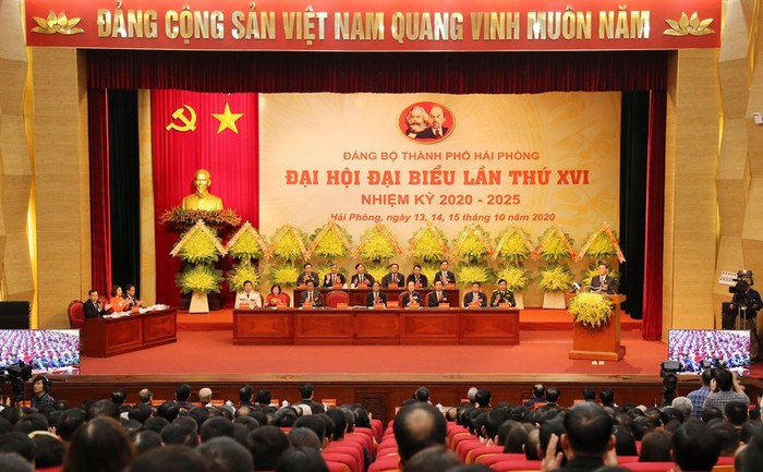 Quang cảnh đại hội Đảng bộ thành phố Hải Phòng lần thứ XVI, nhiệm kỳ 2020-2025 (Ảnh: CTV)