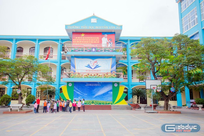 Năm 2020, Trường Tiểu học Nguyễn Văn Tố được đầu tư hơn 19 tỷ đồng để xây dựng cơ sở vật chất (Ảnh: Lã Tiến)