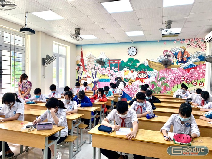 Trường Trung học cơ sở Tô Hiệu (quận Lê Chân) gấp rút tổ chức kiểm tra đánh giá cuối học kì 2 (Ảnh: Lã Tiến)