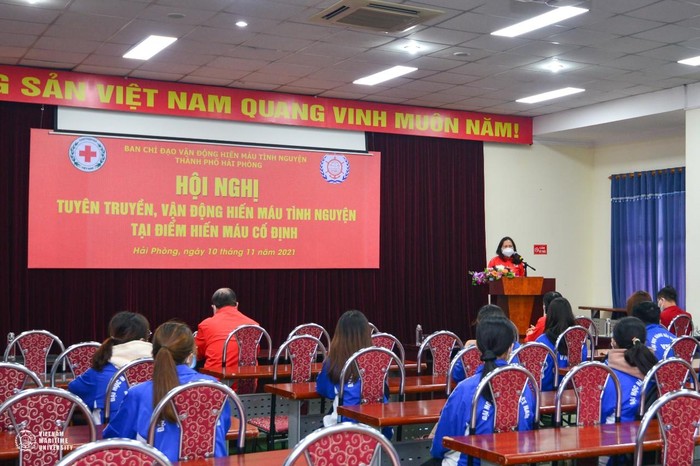 Trường Đại học Hàng Hải Việt Nam phát động sinh viên, cán bộ, giảng viên tham gia hiến máu tại &quot;Điểm hiến máu cố định&quot; đặt tại trường (Ảnh: CTV)