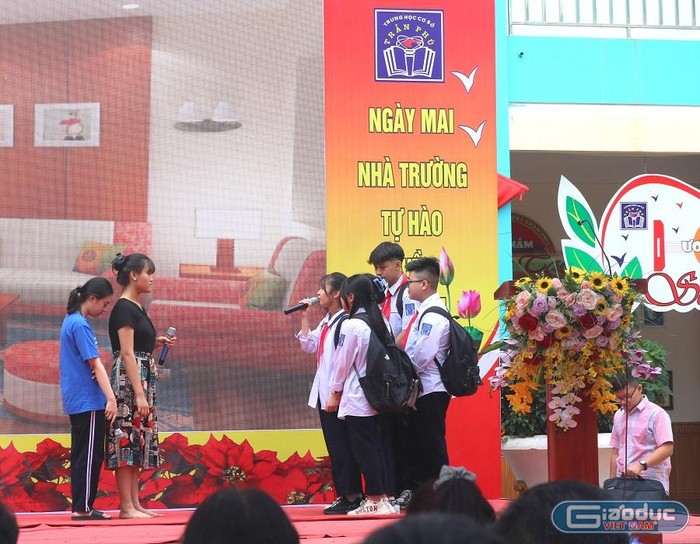 Tiểu phẩm phản ánh tình trạng bạo lực học đường do học sinh Trường Trung học cơ sở Trần Phú thực hiện (Ảnh: CTV)