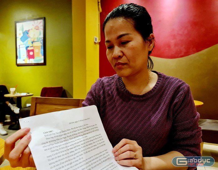 Cô giáo Phạm Thị Mai Trang đã viết tâm thư gửi lãnh đạo quận Đồ Sơn (Ảnh: Lã Tiến)