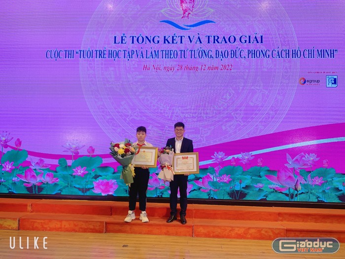 Thầy giáo Ngô Quốc Tuấn giành giải ba Cuộc thi trực tuyến “Tuổi trẻ học tập và làm theo tư tưởng, đạo đức, phong cách Hồ Chí Minh” (Ảnh: NVCC)