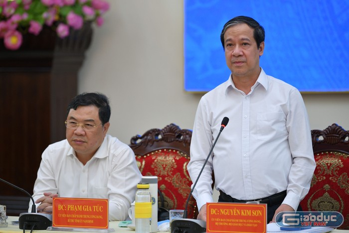 Bộ trưởng Nguyễn Kim Sơn phát biểu tại hội nghị (Ảnh: Lã Tiến)