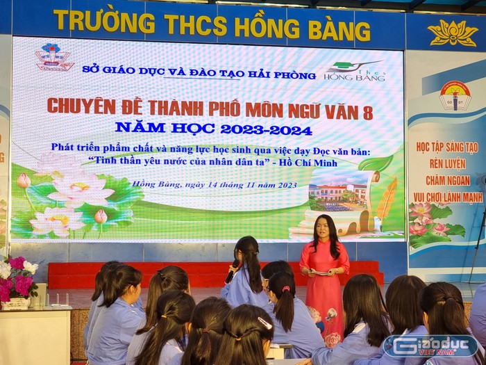 Chuyên đề do cô giáo Nguyễn Thị Thu Hiền và các em học sinh lớp 8A4 Trường THCS Hồng Bàng thực hiện (Ảnh: Lã Tiến)