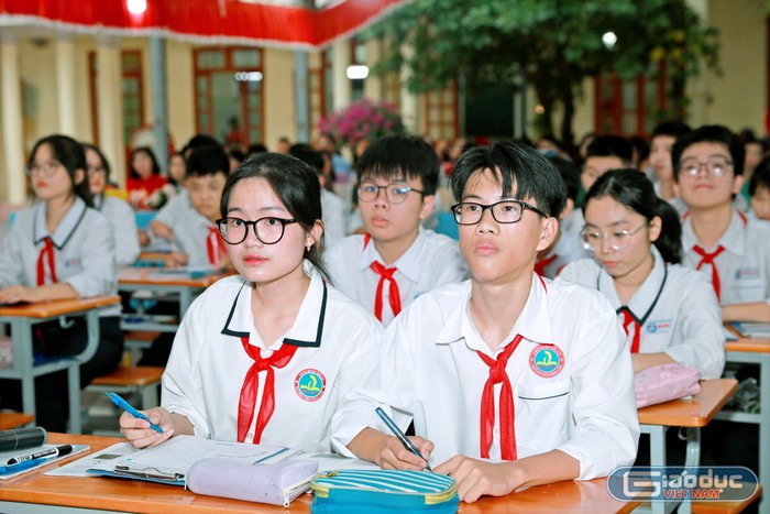 Học sinh Trường Trung học cơ sở Đằng Lâm tự tin thực hiện chuyên đề (Ảnh: MH)