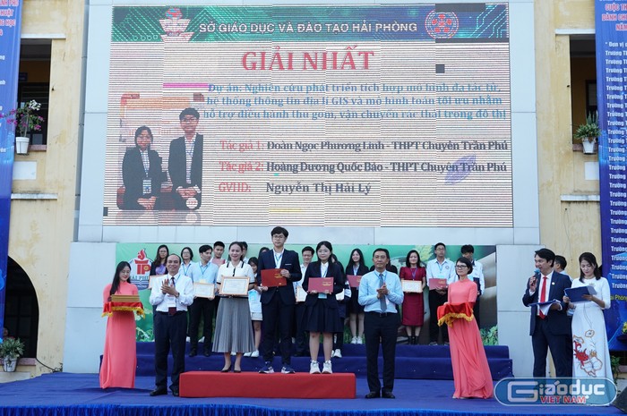Trường Trung học phổ thông chuyên Trần Phú có 5 dự án đạt giải trong cuộc thi năm nay (Ảnh: Lã Tiến)