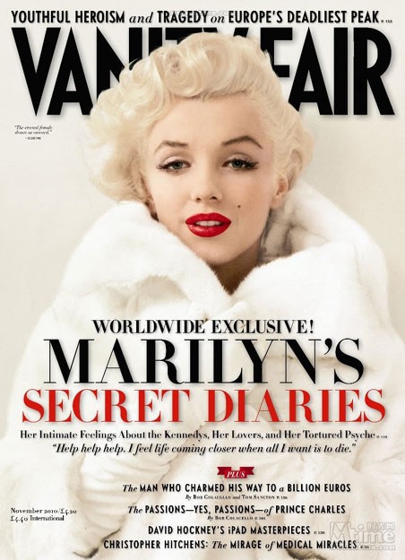 Marilyn Monroe trên bìa tạp chí Vanity Fair số tháng 11-2010.